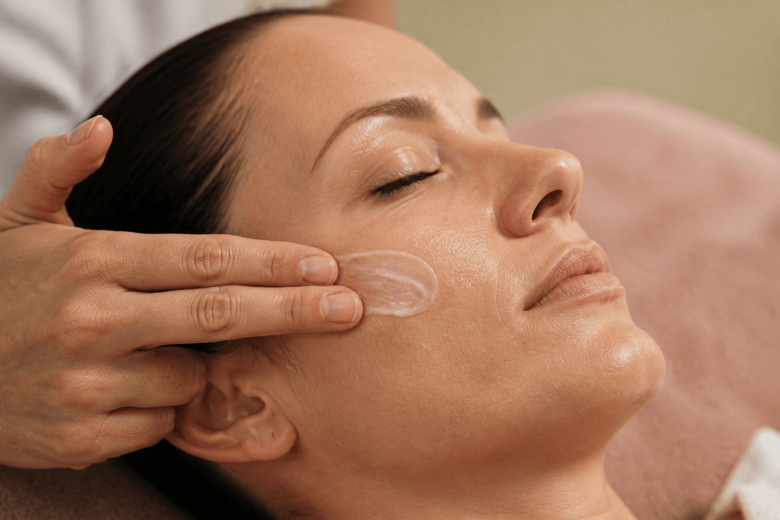 A facial treatment in progress at the spa